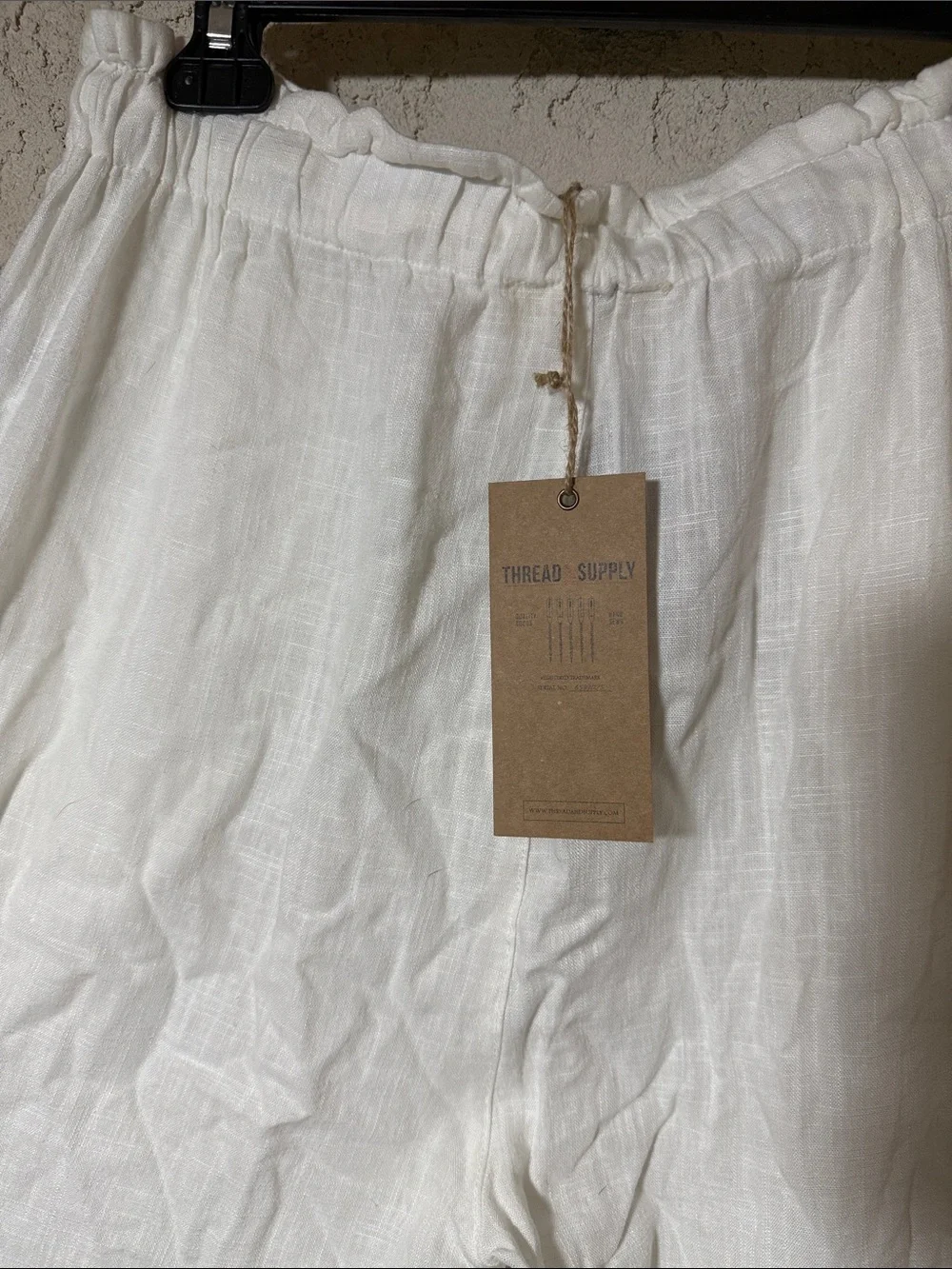 Men's White Linen Drawstring Pants